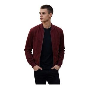 Men’s leather Bomber Jacket 100% Goatskin Leather Size Small $378